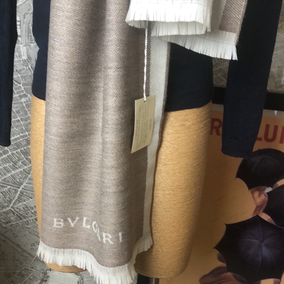 BVLGARI Wool Stole Scarf Torino Light Brown - Picture 3 of 10